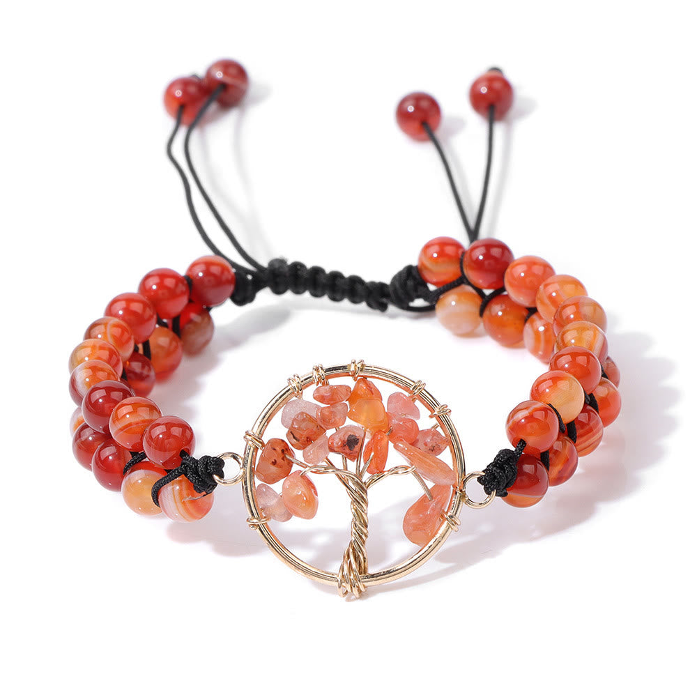 Bracelet Arbre de vie tressé double en perles de 6 mm Olivenorma