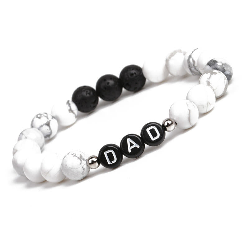Bracelet papa alphabet homme turquoise blanc Olivenorma 