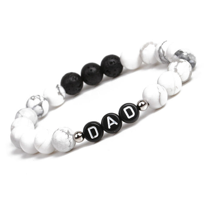Bracelet papa alphabet homme turquoise blanc Olivenorma 