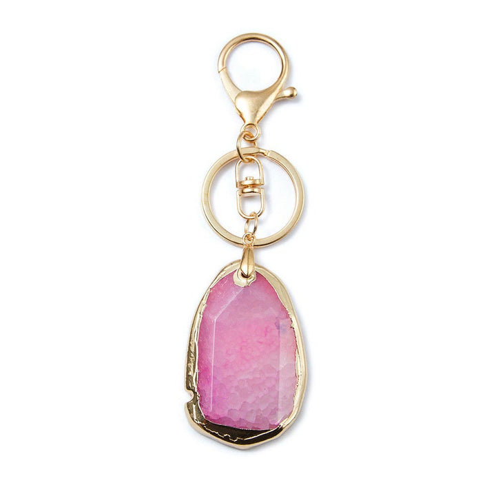 Porte-clés pendentif en pierre précieuse en cristal brut Olivenorma