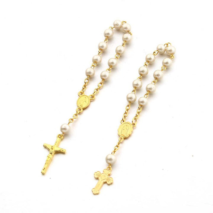 Bracelet en perles et croix en forme de cœur Olivenorma