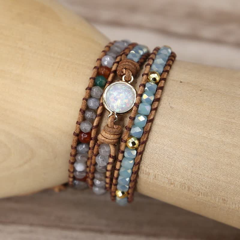 Bracelet de protection et de méditation en perles d'opale de guérison
