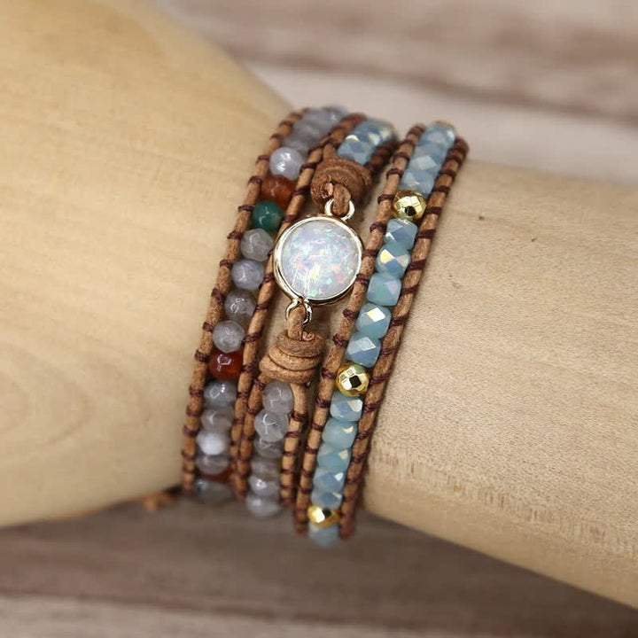 Bracelet de protection et de méditation en perles d'opale de guérison
