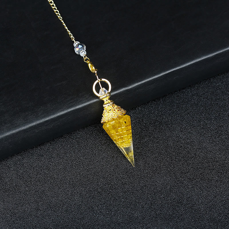 Pendule pyramidal hexagonal en résine cristalline naturelle Olivenorma - Citrine - image 37