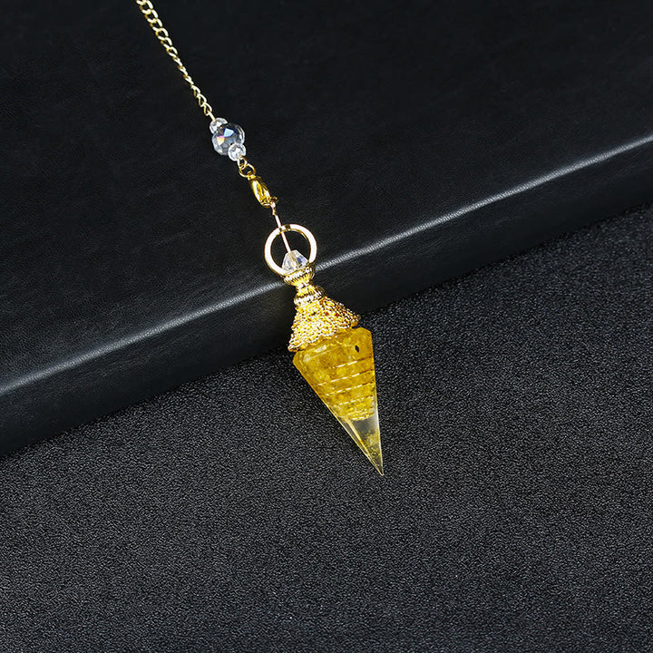 Pendule pyramidal hexagonal en résine cristalline naturelle Olivenorma - Citrine - image 37