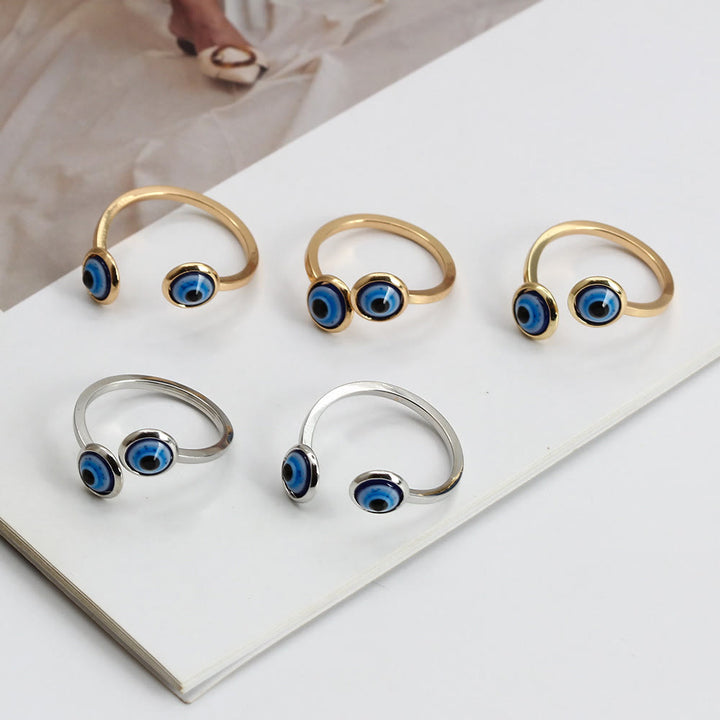 Bague Olivenorma en plaqué or avec zircon blanc et mauvais œil pour femme