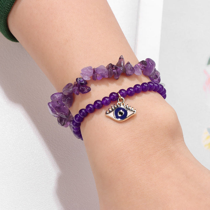 Ensemble de bracelets en cristal à double couche avec pendentif mauvais Olivenorma 