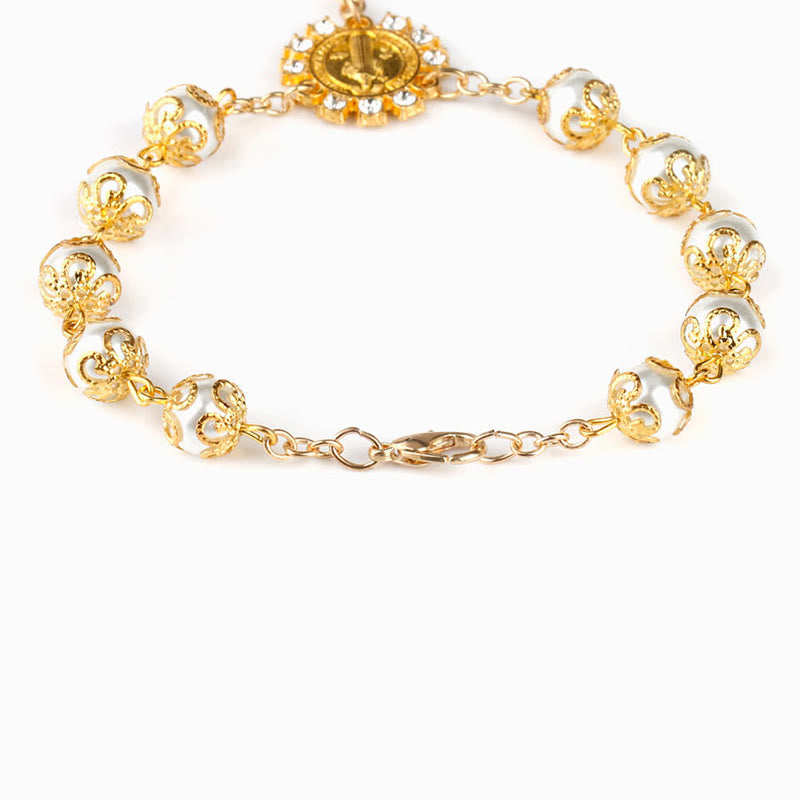 Bracelet chapelet en verre avec dentelle chrétienne Olivenorma