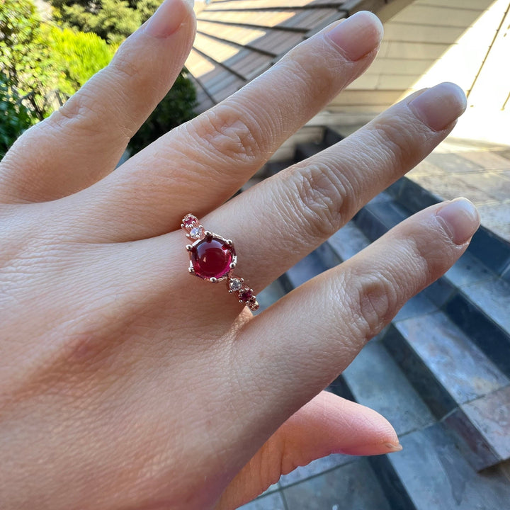 Bague de fiançailles en argent 925 avec grenat Olivenorma