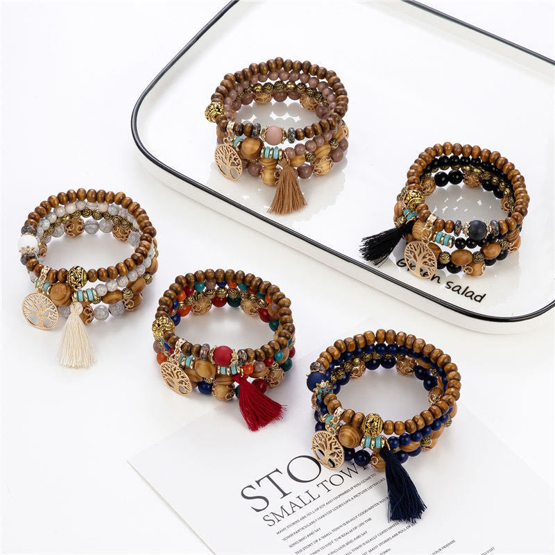 Ensemble de bracelets en perles Olivenorma Bohême Arbre de Vie (4 pièces) 