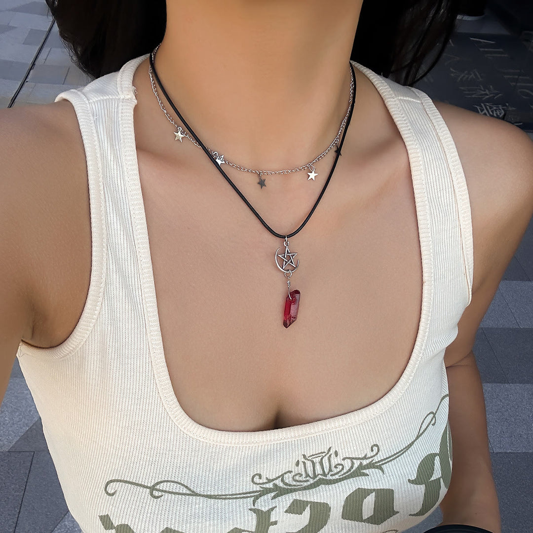 Ensemble de colliers avec pendentif en pierre naturelle Arbre de vie et mauvais œil Olivenorma 