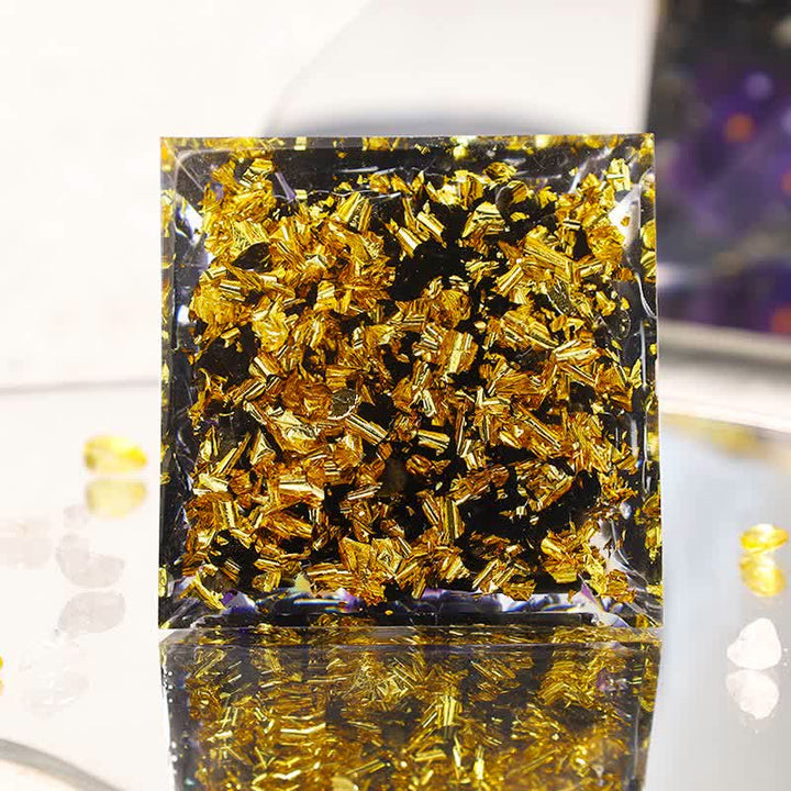 Pyramide d'orgone en obsidienne Yin et Yang Olivenorma