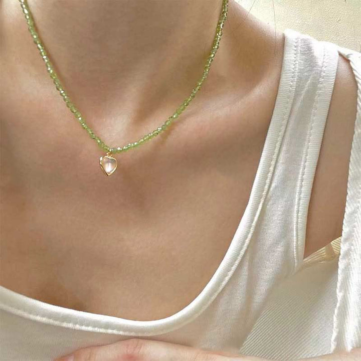 Collier avec pendentif en métal et cristal naturel Olivenorma