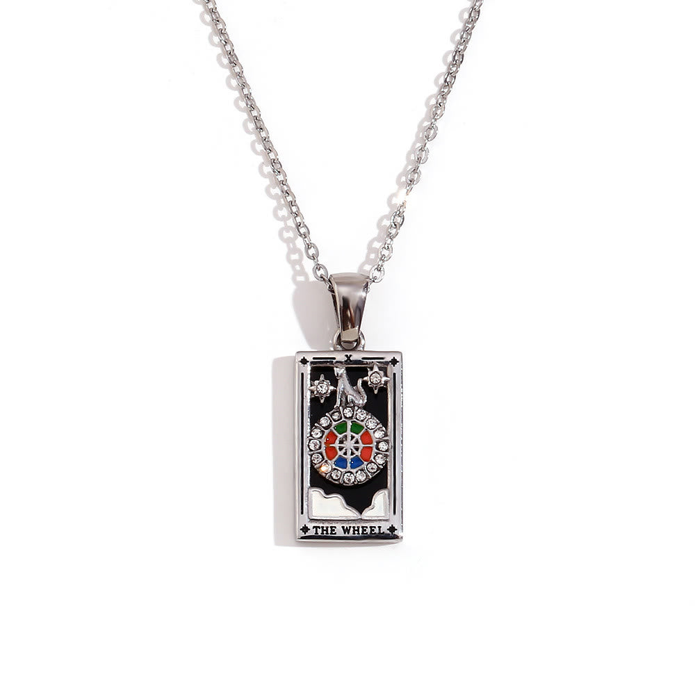 Collier de cartes de tarot en acier inoxydable plaqué or 18 carats Olivenorma 