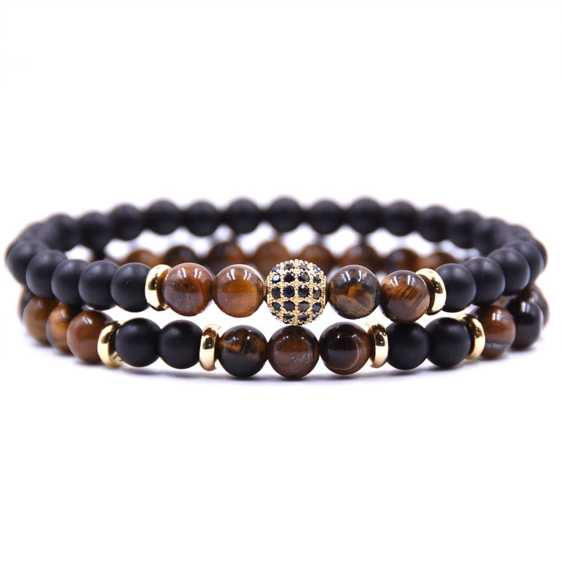 Bracelet homme Olivenorma en perles de cristal naturel à deux couches