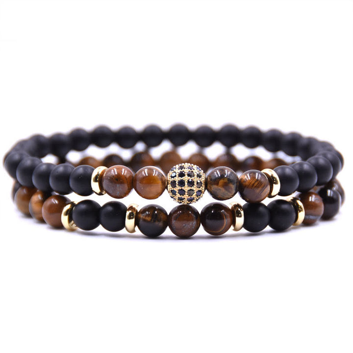 Bracelet homme Olivenorma en perles de cristal naturel à deux couches