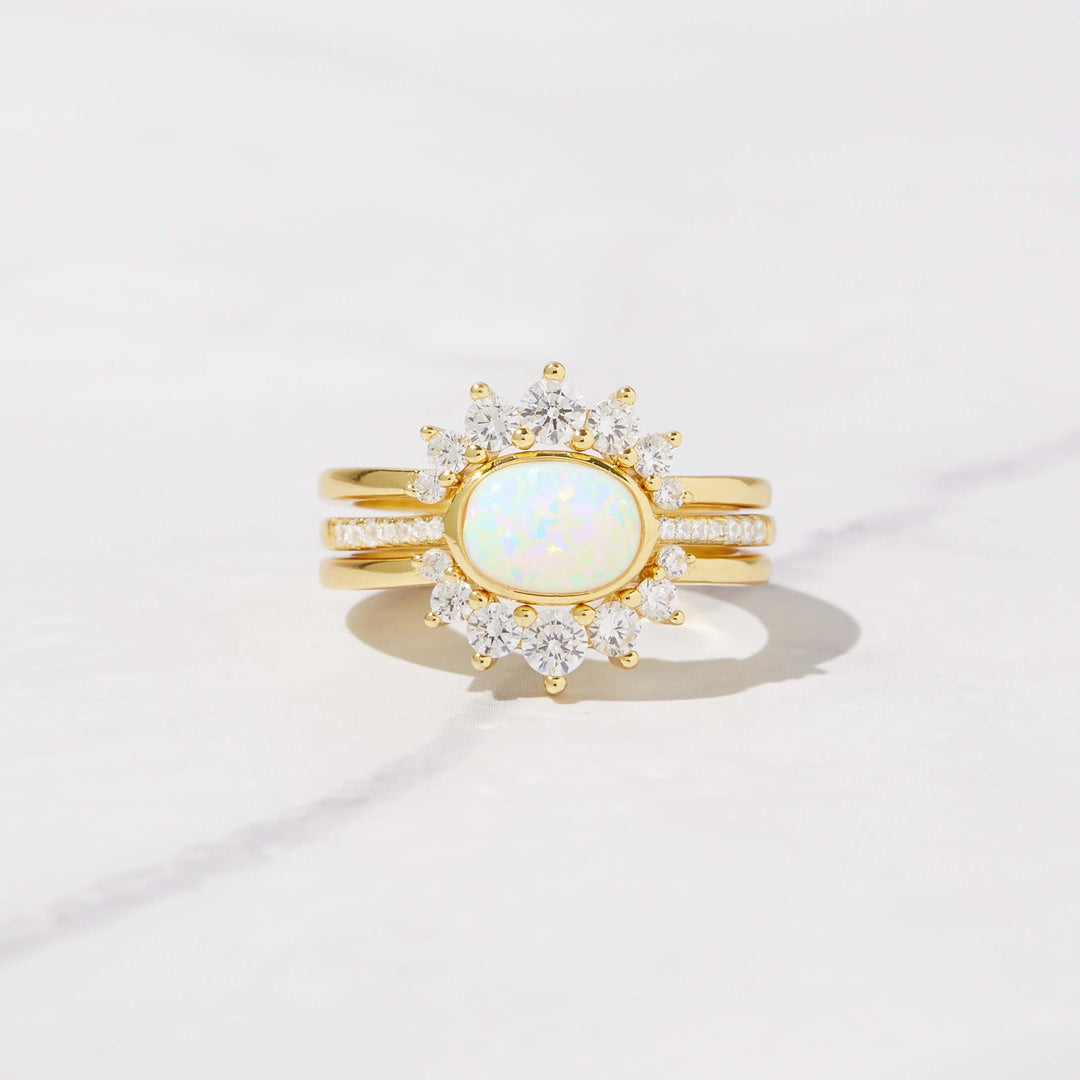 Bague empilable à trois couches en opale Olivenorma