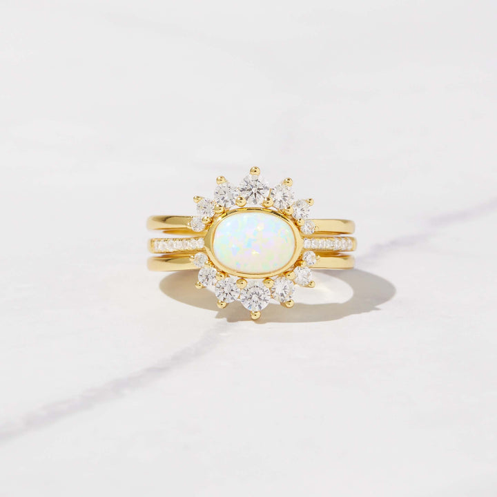 Bague empilable à trois couches en opale Olivenorma