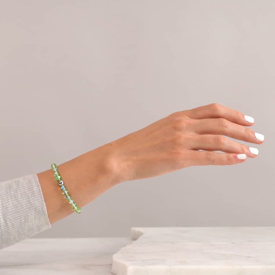 Bracelet en perles de verre cristal vert Olivenorma 
