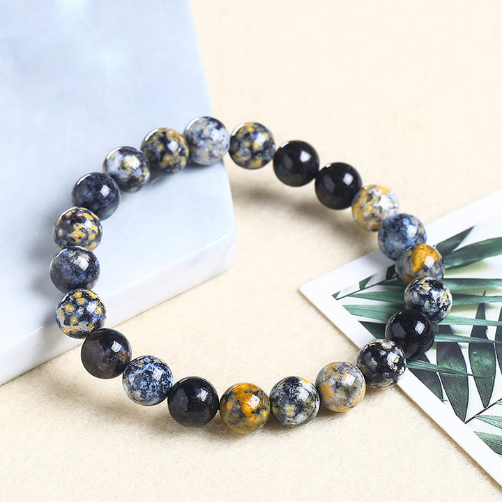 Bracelet en pierre de jaspe océanique bleu naturel Olivenorma 