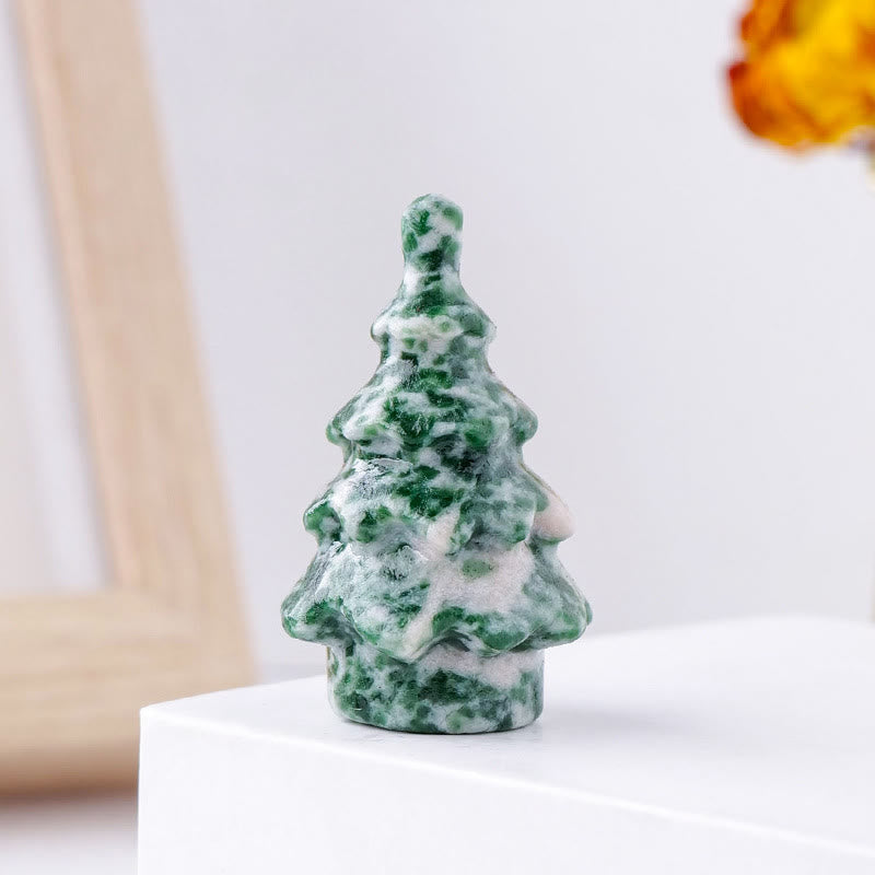 Olivenorma 1 pièce de décoration en pierre précieuse sculptée en pin de Noël en cristal naturel 