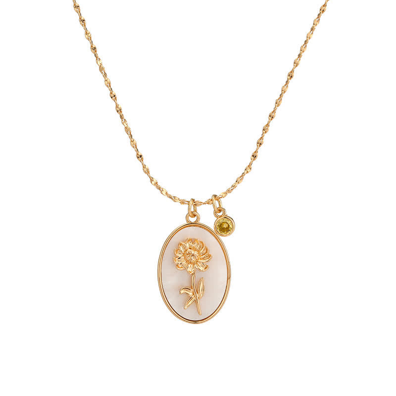 Collier avec pierre de naissance et fleur de naissance Olivenorma - Nov - Chrysanthème - image 11