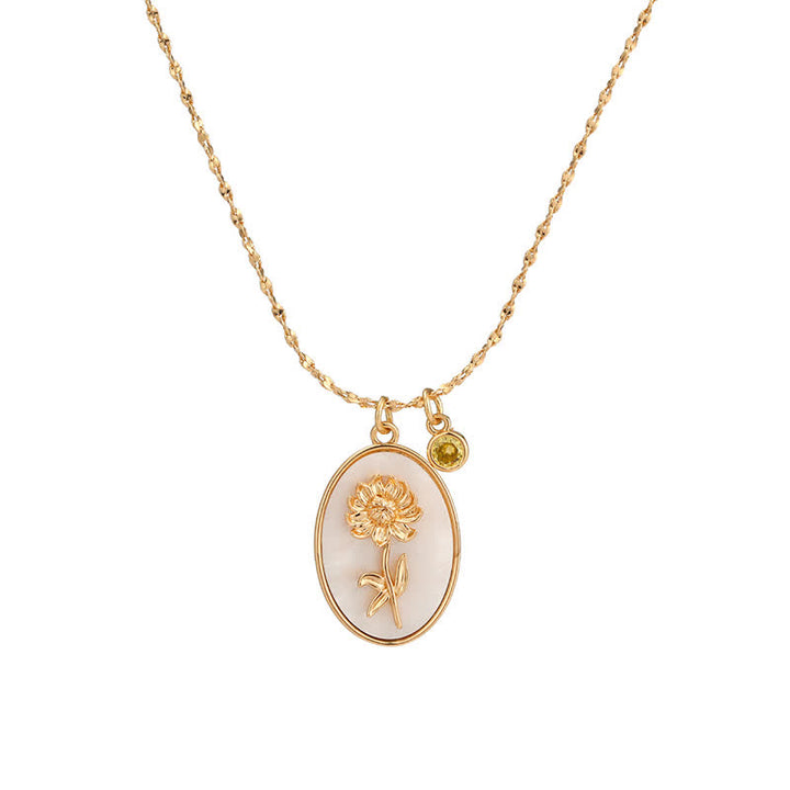 Collier avec pierre de naissance et fleur de naissance Olivenorma