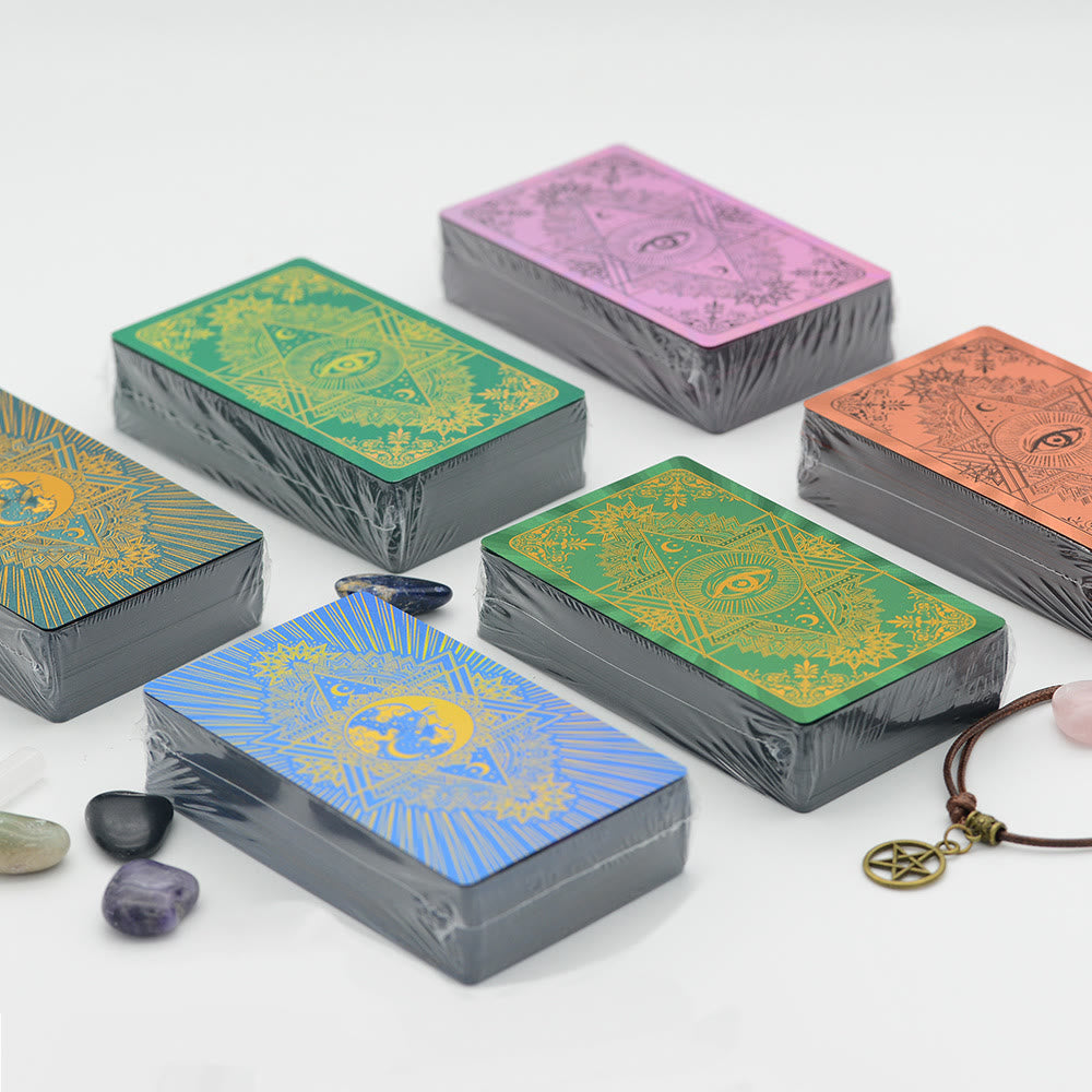 Jeu de cartes de tarot avec nappe en cristal de feuille Olivenorma