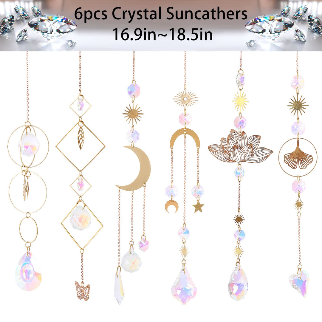 Carillon éolien en quartz Angel Aura Olivenorma, lot de 6 pièces, motif lotus 