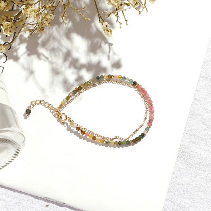 Bracelet double fin en cuivre plaqué or et tourmaline Olivenorma