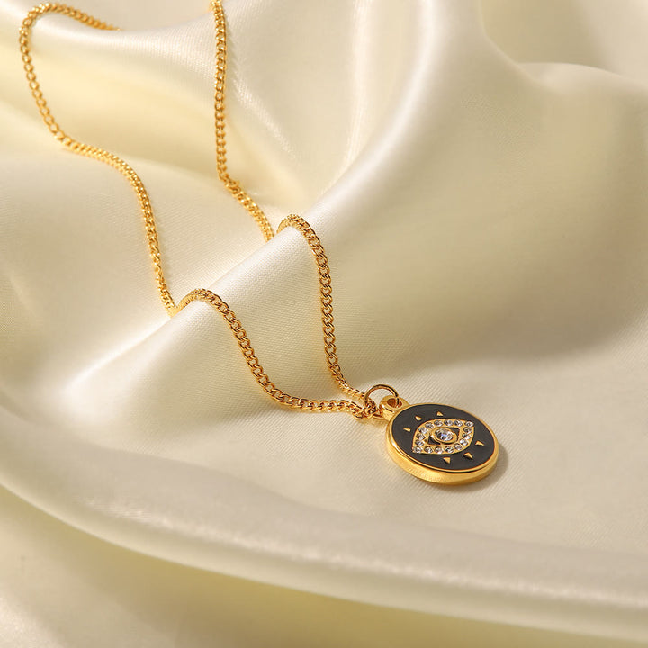Collier pendentif mauvais œil en zircon blanc Olivenorma 