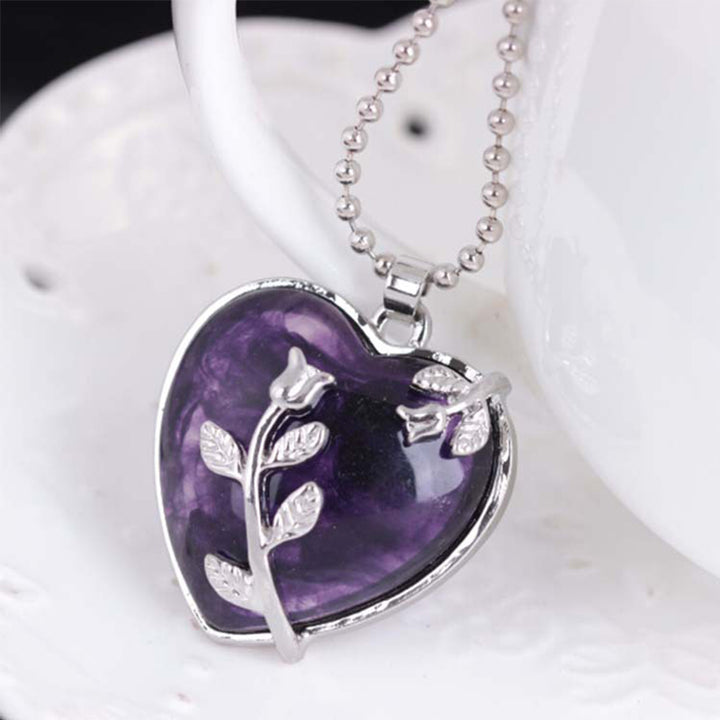 Collier en pierres précieuses en forme de rose en forme de cœur Olivenorma