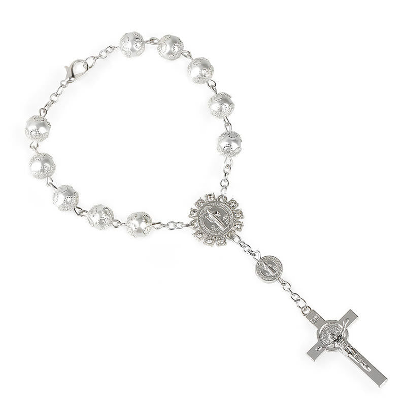 Bracelet chapelet en verre avec dentelle chrétienne Olivenorma