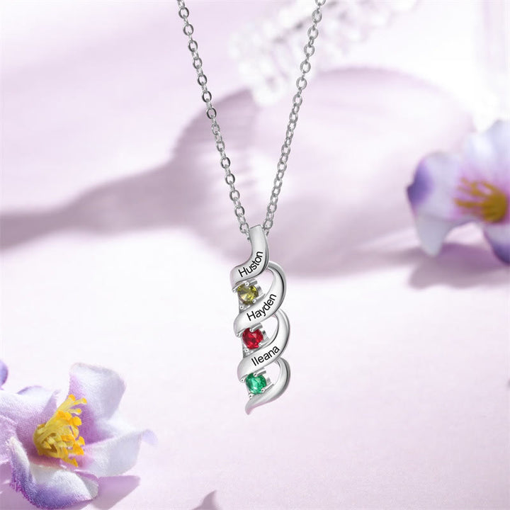 Collier personnalisé avec 1 à 6 gravures et pierres de naissance
