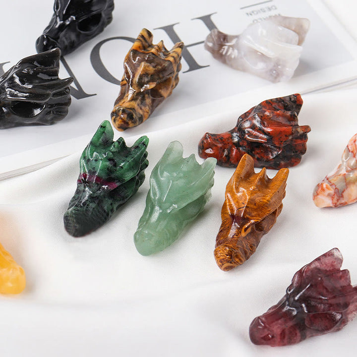 Statue de crâne de dragon en cristal Olivenorma de 1,5 pouce, décoration en pierres précieuses 