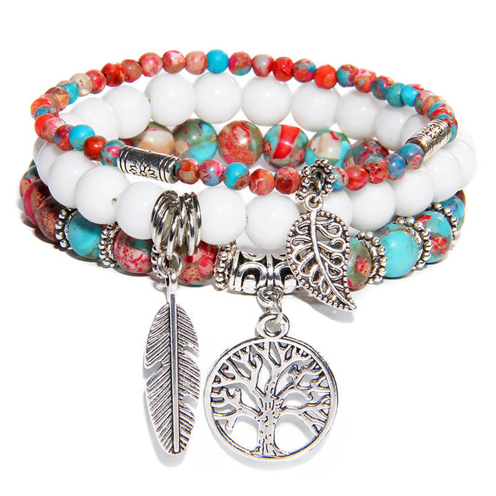 Ensemble de 3 bracelets Arbre de vie en pierre empereur Olivenorma « Nature's Healing Moments »