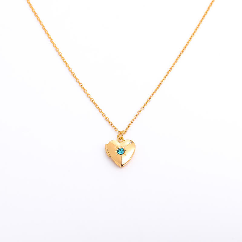 Collier album coeur avec pierre de naissance Olivenorma « Shine in My Heart » 