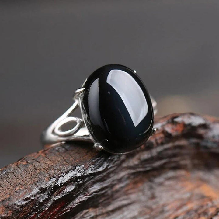 Bague en obsidienne naturelle Olivenorma « Protection spirituelle » 