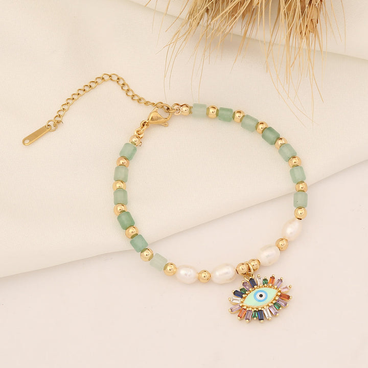 Bracelet en cuivre et perles d'eau douce en pierre naturelle Olivenorma