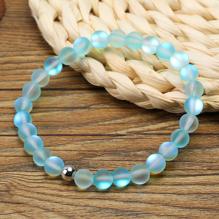 Bracelet en perles de verre cristal bleu clair Olivenorma