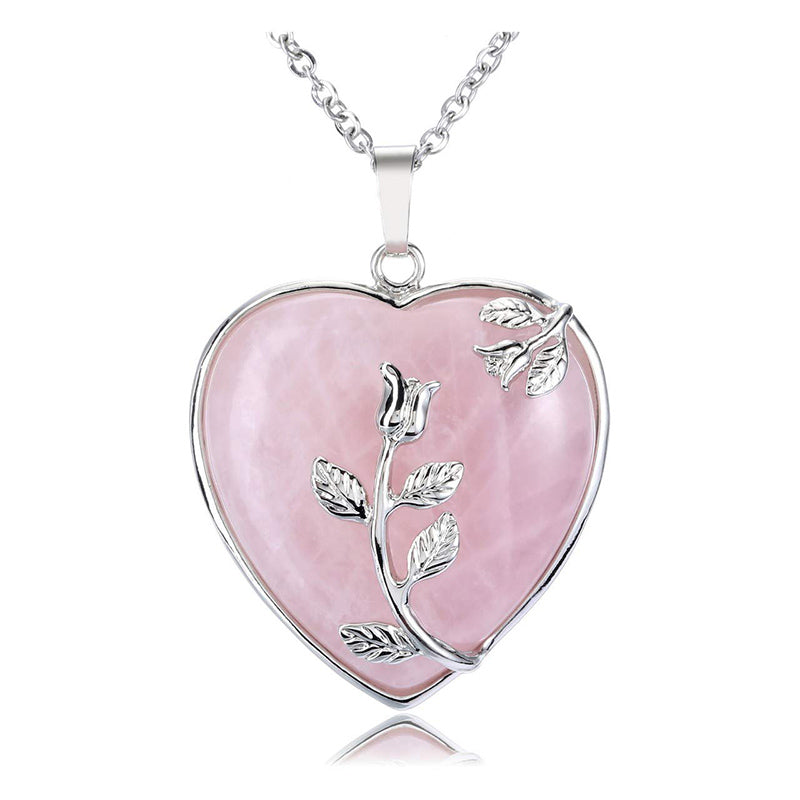 Collier en pierres précieuses en forme de rose en forme de cœur Olivenorma