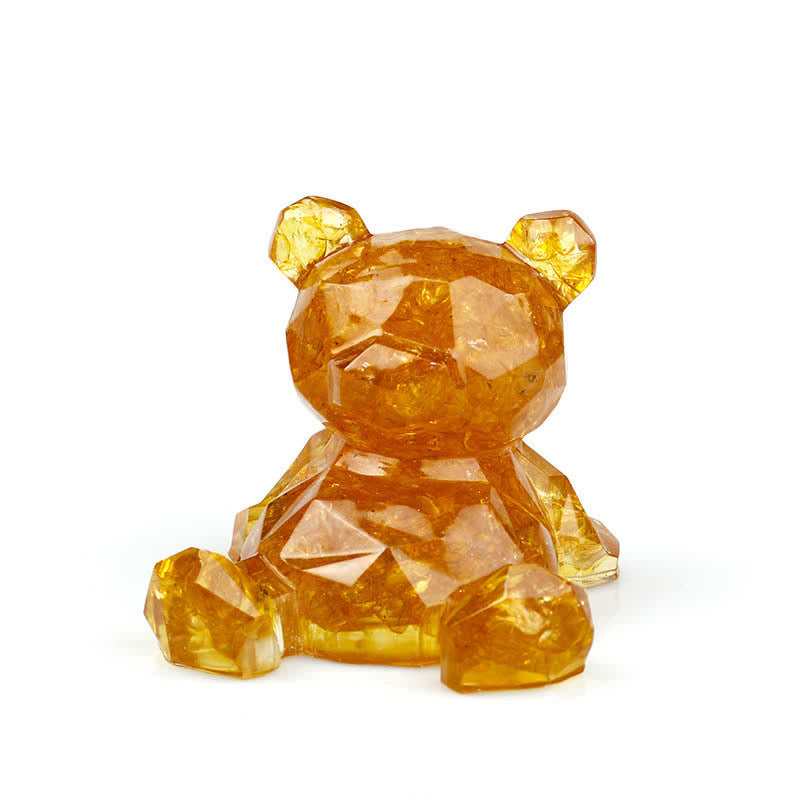 Décoration en pierre précieuse en forme d'ours avec miroir en cristal Olivenorma
