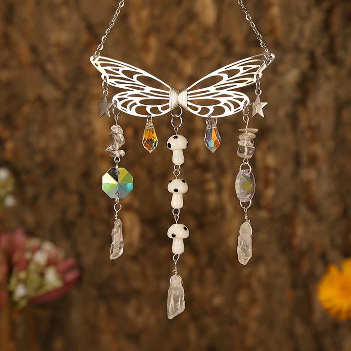 Carillon éolien attrape-soleil en forme d'ailes de papillon en cristal Olivenorma 
