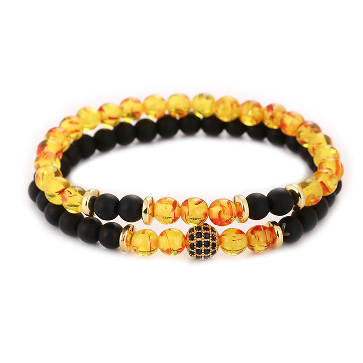 Bracelet homme Olivenorma en perles de cristal naturel à deux couches