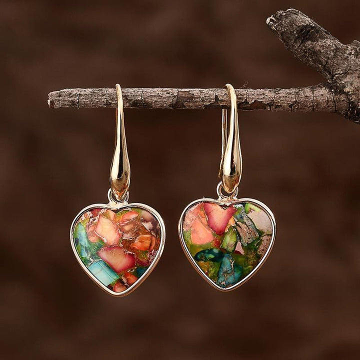 Boucles d'oreilles pendantes en forme de cœur en turquoise huître Olivenorma
