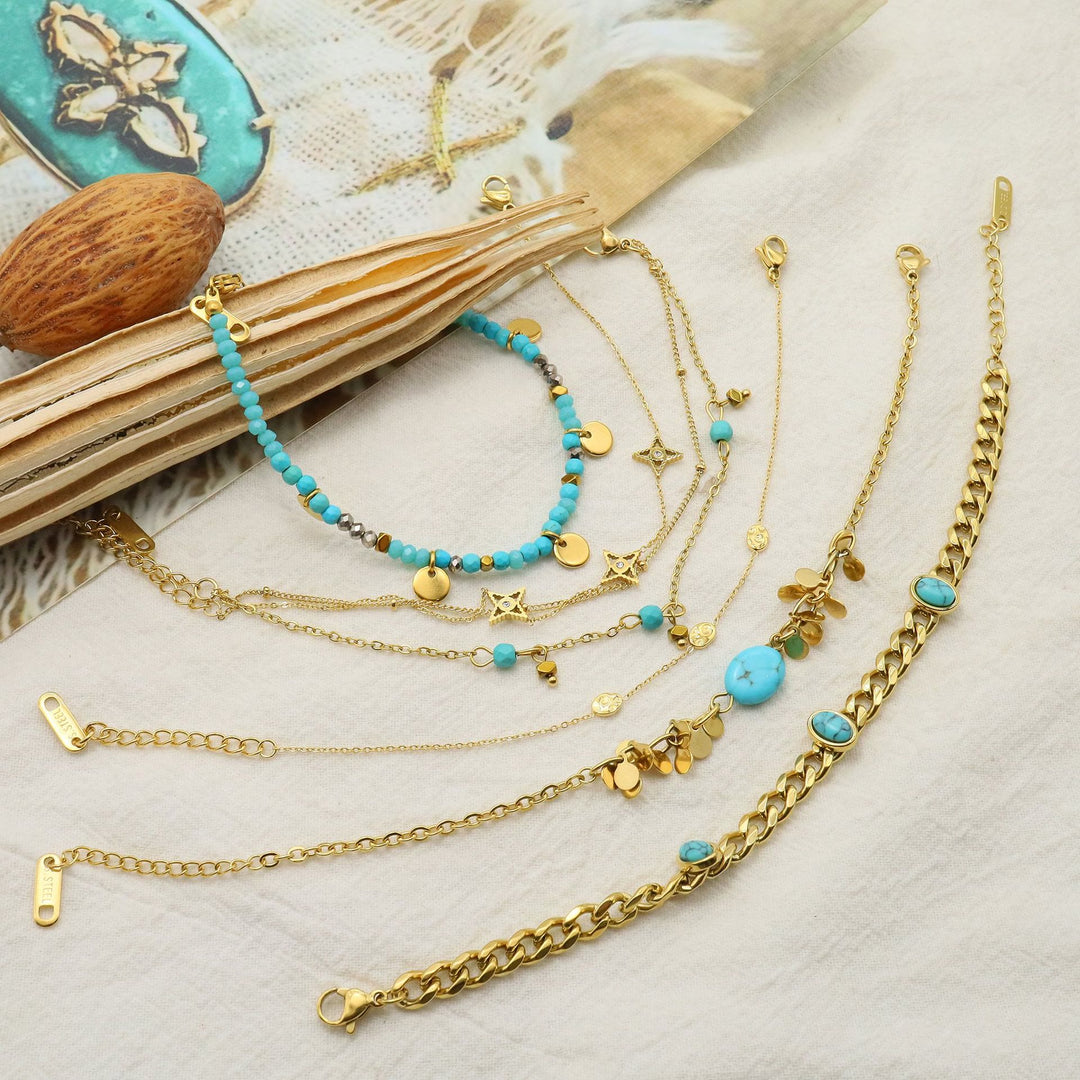 Ensemble de bracelets empilables en forme d'étoiles en turquoise naturelle Olivenorma