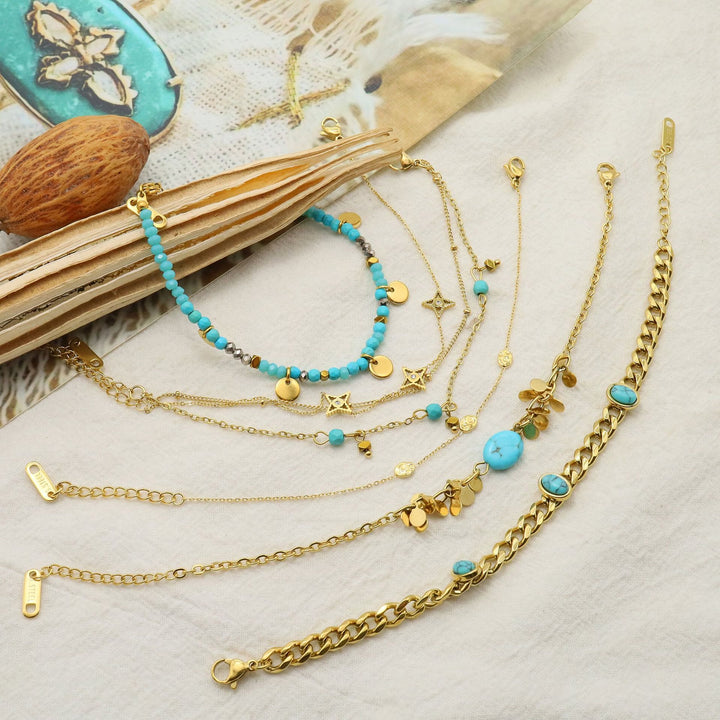 Ensemble de bracelets empilables en forme d'étoiles en turquoise naturelle Olivenorma