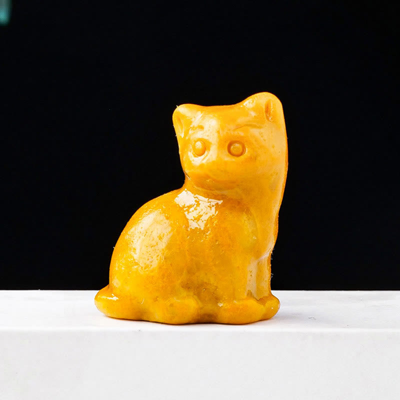 Décoration en pierre précieuse sculptée en forme de chat porte-bonheur en cristal naturel Olivenorma - Jade jaune - image 20