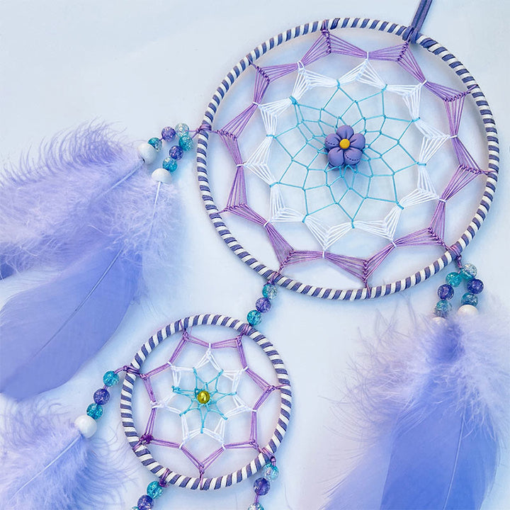 Perles acryliques Olivenorma Attrape-rêves en plumes bleu violet 