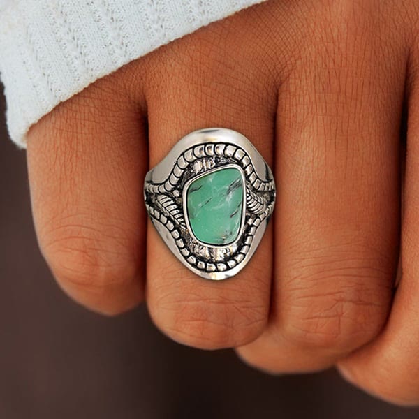 Bague vintage Olivenorma avec grande turquoise